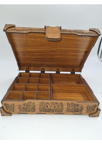 Ahşap Dekoratif Takı Organizer Kutusu Ceviz 20 cm x 15 cm x 4 cm fiyatları