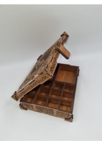 Ahşap Dekoratif Takı Organizer Kutusu Ceviz 20 cm x 15 cm x 4 cm indirimleri