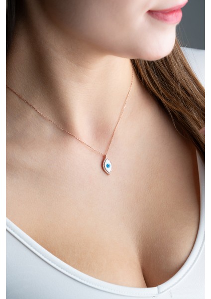 925 Ayar Gümüş Mineli Nazar Model Kadın Kolye modelleri