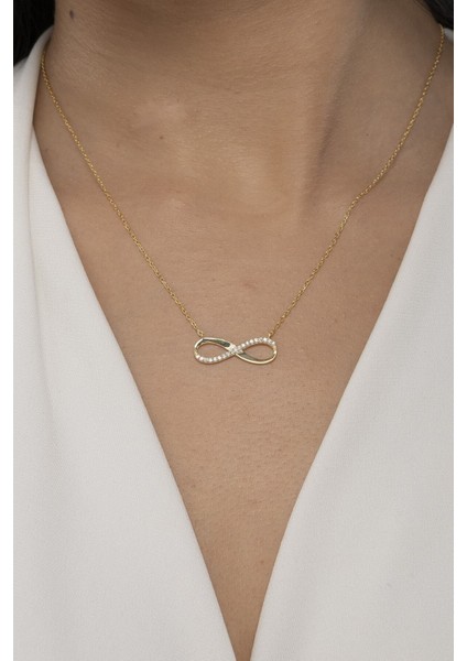 925 Ayar Gümüş Kadlın Gold Sonsuzluk Kolye fiyatları