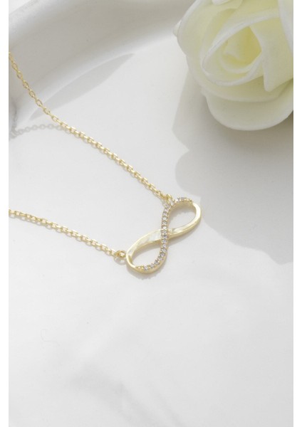 925 Ayar Gümüş Kadlın Gold Sonsuzluk Kolye modelleri