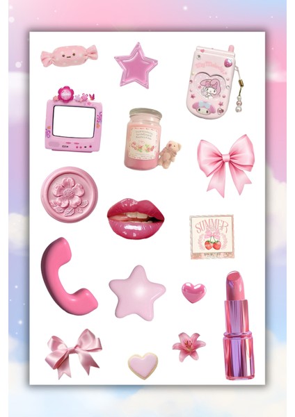 Pempe Temalı Sticker Ajanda Bullet Journal Için Uygun Set