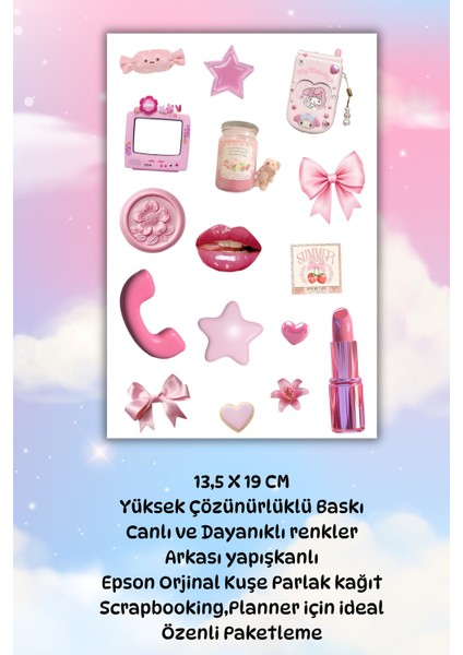 Pempe Temalı Sticker Ajanda Bullet Journal Için Uygun Set fiyatları