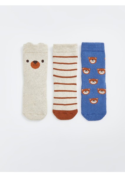 Yeni Sezon Baskılı Erkek Bebek Soket Çorap 3'lü
