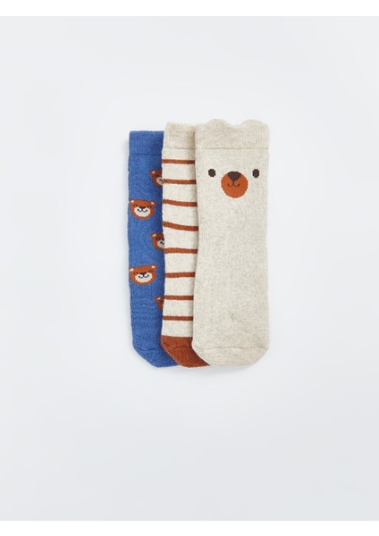 Yeni Sezon Baskılı Erkek Bebek Soket Çorap 3'lü modelleri