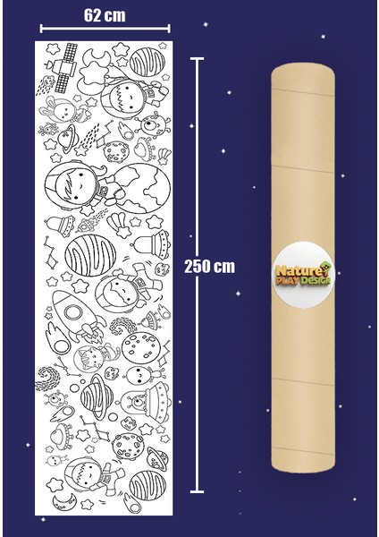 2,5 Metre Uzunluğunda Uzay Temalı Dev Boyama Kağıdı Tatil Aktivite Rulosu - Çocuk Eğitici Boyama modelleri