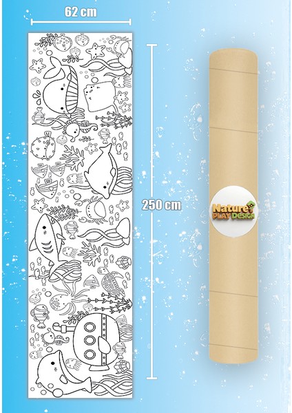 2.5 Metre Dev Deniz Temalı Boyama Kağıdı Çoklu Etkinlik - Bebek ve Çocuk Için Eğitici Boyama Kağıdı modelleri