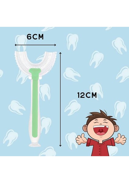 Çocuklar Için U Tipi 360° Silikon Diş Fırçası – Ağız Yapısına Uygun, Yumuşak Kıllı, 2-12 Yaş