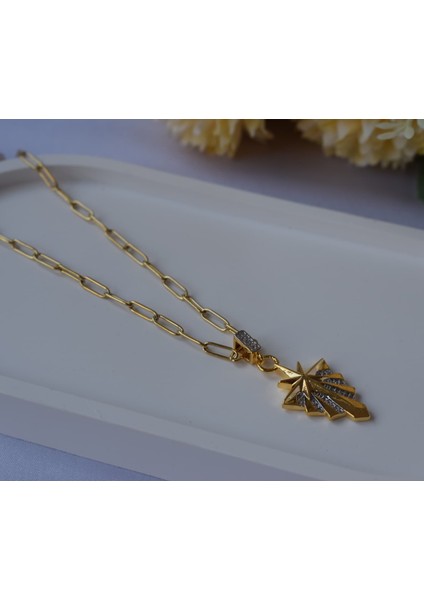 Kutup Yıldızı Üçgen Çelik Kolye (Gold)