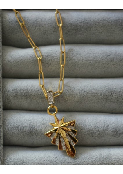 Kutup Yıldızı Üçgen Çelik Kolye (Gold) fiyatları