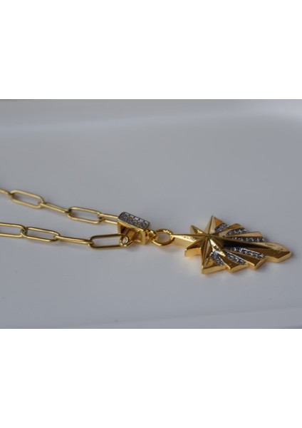 Kutup Yıldızı Üçgen Çelik Kolye (Gold) modelleri