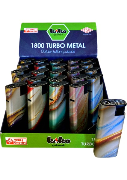 Metal Rüzgar Turbo Çakmak 25 Adet Doldurulabilir