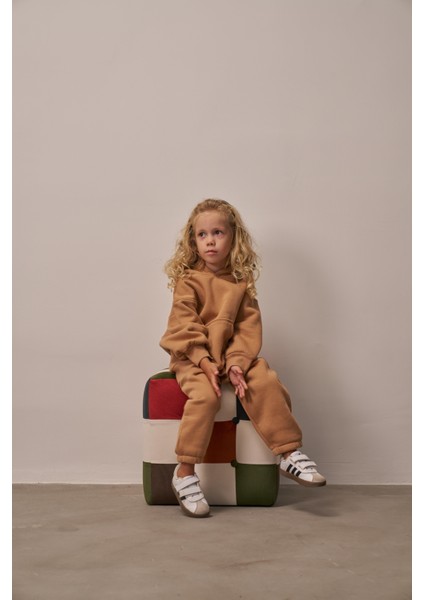 Kiremit Çocuk Kanguru Cepli Oversize Eşofman Takımı modelleri