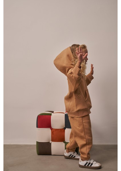 Kiremit Çocuk Kanguru Cepli Oversize Eşofman Takımı fırsatları