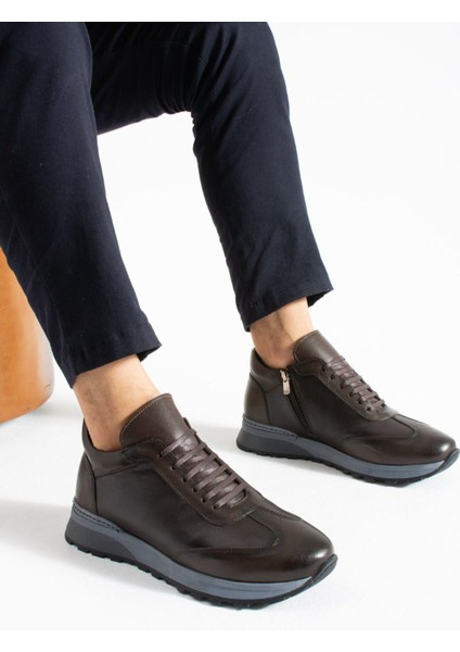 Elite Walk – Hakiki Deri Günlük Erkek Ayakkabı -Kahverengi