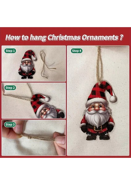 Yılbaşı Ahşap Noel Cücesi Süs Seti Ağaç ve Ev Süsleri Christmas Dekor modelleri