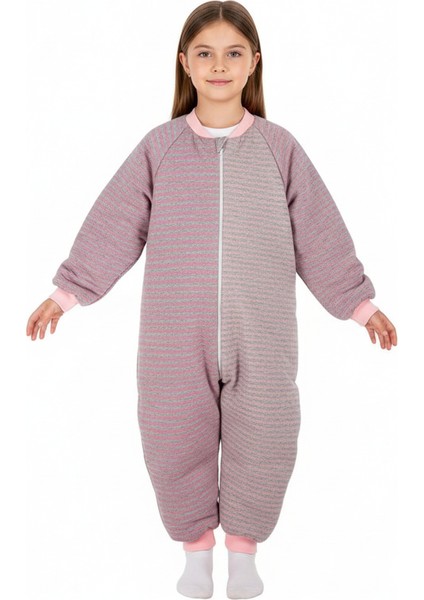 7-16 Yaş Arası Pembe Çizgili Ara Dolgu Çocuk Uyku Tulumu fiyatları