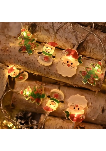 Yılbaşı LED Işık Noel Baba Kardan Adam Çam Ağacı Dekoratif Parti Süs String Light fiyatları