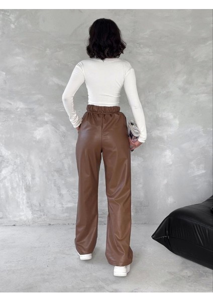 Kendinden Ince Kemerli Deri Pantolon Kahve T1178 fırsatları