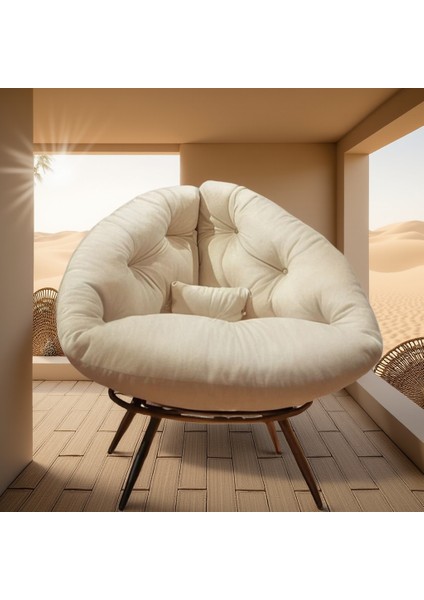 Lüks Soho Serisi Krem Modern Berjer | Konforlu Kitap Okuma ve Dinlenme Koltuğu | Geniş Oturma Alanlı Premium Tekli Koltuk