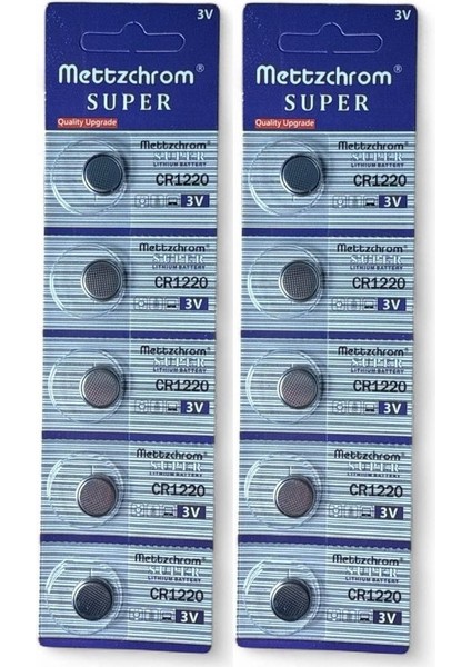 Süper Pil Düğme 3V CR1220 Lityum 10'lu Paket Super Cr 1220 Pil CR-1220
