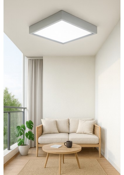 Gri Çerveli LED Avize Enerji Tasarruflu Tavan Aydınlatması 6500K Beyaz Işık 60*60 cm