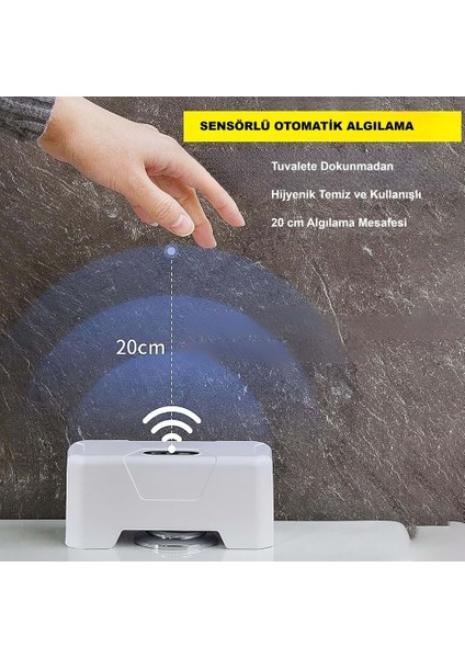 Otomatik Wc Tuvalet Sifonu Kızılötesi Sensörlü Temassız Akıllı Sensör Şarjlı Dahili Pil indirimleri
