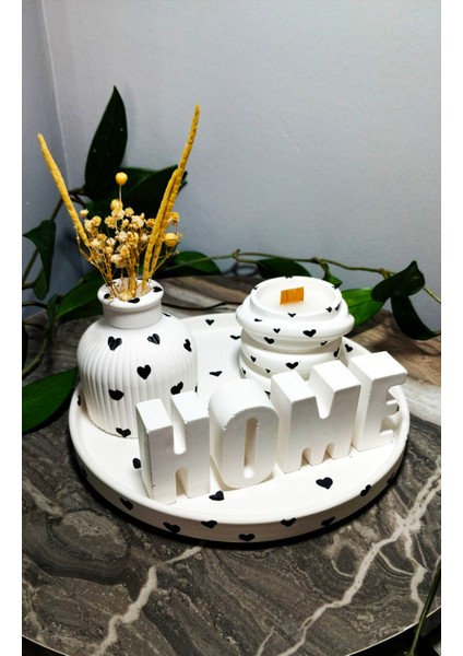 El Yapımı Home Temalı Seramik Dekor Seti – Kalpli Tasarım fiyatları