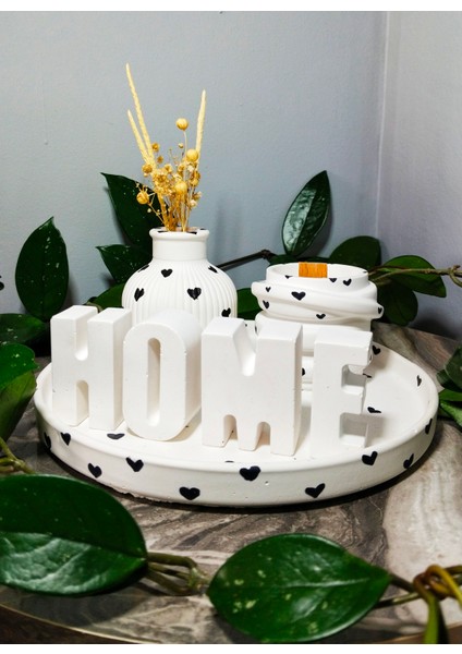 El Yapımı Home Temalı Seramik Dekor Seti – Kalpli Tasarım indirimleri