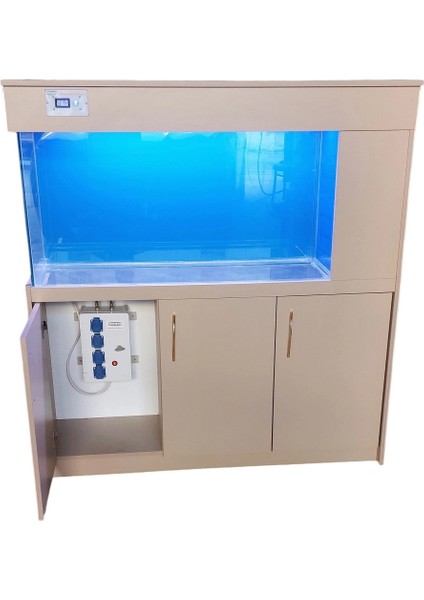 135 cm Yandan Sumplı Cappuccino Mdf Mobilyalı Akvaryum Kumandalı LED Aydınlatmalı indirimleri