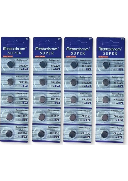 Süper Pil Düğme 3V CR1220 Lityum 20'li Paket Super Cr 1220 Pil CR-1220