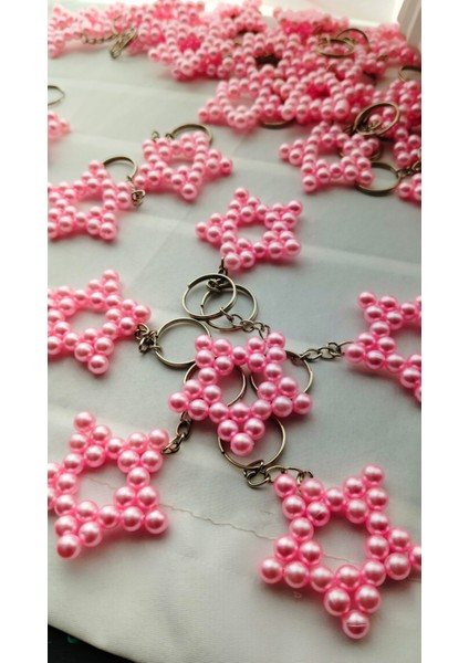 15 Adet Uzun Zincirli Inci Yıldız Anahtarlık-Yeni Doğan-Mevlid-Sünnet Hediyesi-Doğum Günü modelleri