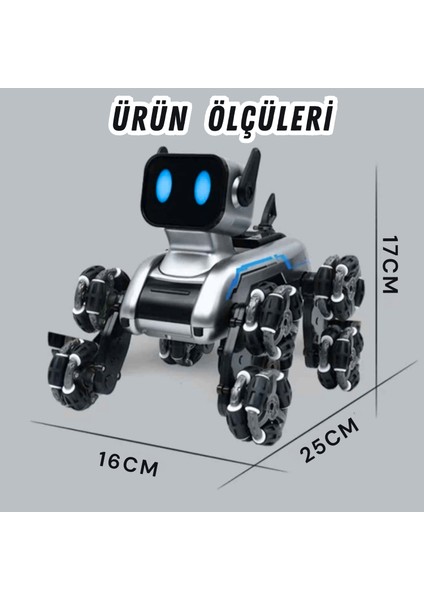 Oyuncak 2.4 Ghz Uzaktan ve Bilekten Kumandalı Şarjlı 8 Teker Akrobat Robot Köoek Müzikli ve LED Işık fırsatları