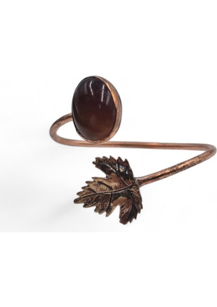 Akik Doğal Taşlı Çınar Yaprağı Figürlü Saf Bakır Otantik Bilezik fiyatları