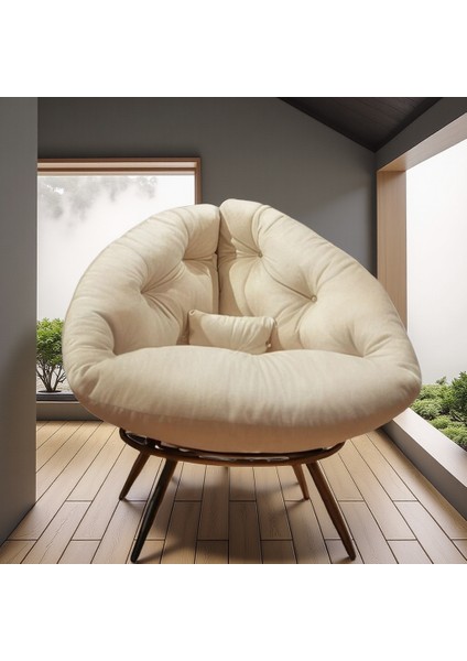 Elegance Milano Modern Berjer Koltuk | Geniş Oturma Alanlı Krem Tay Tüyü | Dinlenme ve Kitap Okuma Için Lüks Tekli Koltuk