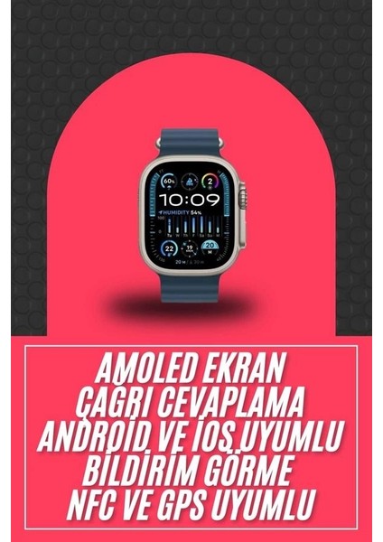 49MM Akıllı Saat Amoled Ekranlı Kadın Erkek Kol Saati Plastik Kordon