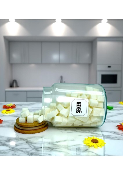 2'li Ahşap Vakum Kapaklı Cam Hazır Kahve Şeker Saklama Kavanozu Seti 800 ml Etiket Hediyeli fiyatları