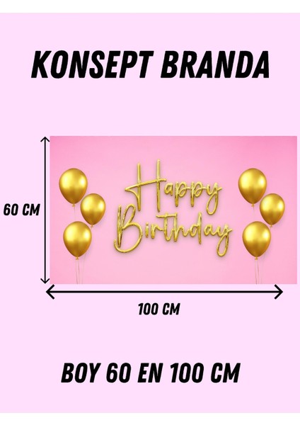 Pembe Temalı Özel Doğum Günü Afişi Arkafonu 60X100 Vinil Branda Pankart Doğum Günü Parti Seti Süsü modelleri