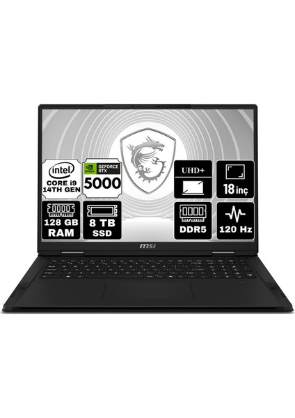Msı Creator Pro X18 Hx Intel Core I9 14900HX 128GB 8tb SSD RTX3500 Ada 12GB W11P 18" UHD 120Hz Taşınabilir Bilgisayar A14VKSG-481TR-A6