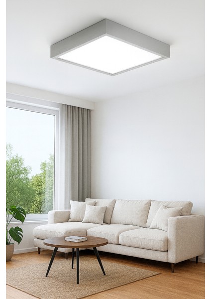 Açık Gri Çerçeveli LED Panel Enerji Tasarruflu Avize 6500K Beyaz Işık 30*30 cm fiyatları