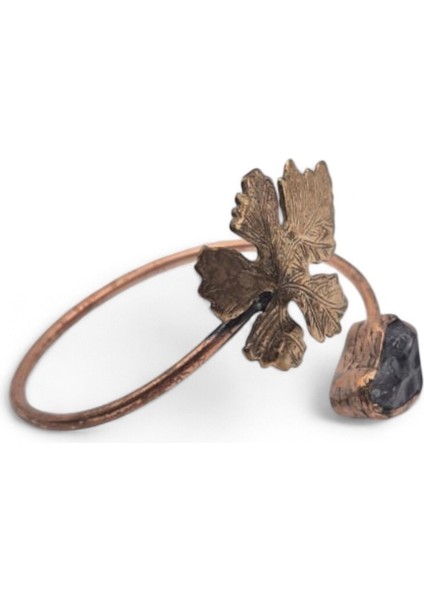 Ametist Doğal Taşlı Asma Yaprağı Figürlü Saf Bakır Model Otantik Bilezik indirimleri