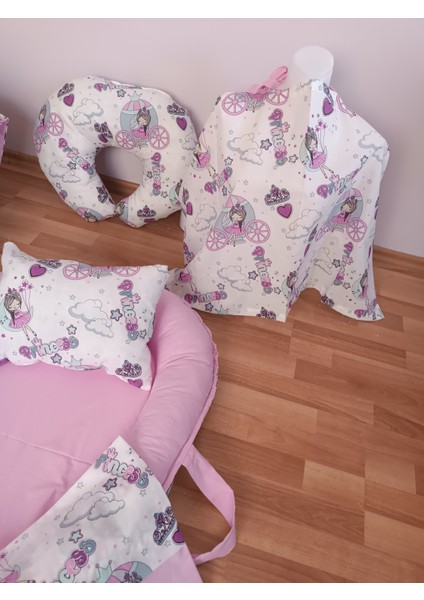 Lila Bisikletli Pembe Oval Yataklı 7 Parça Babynest Seti indirimleri