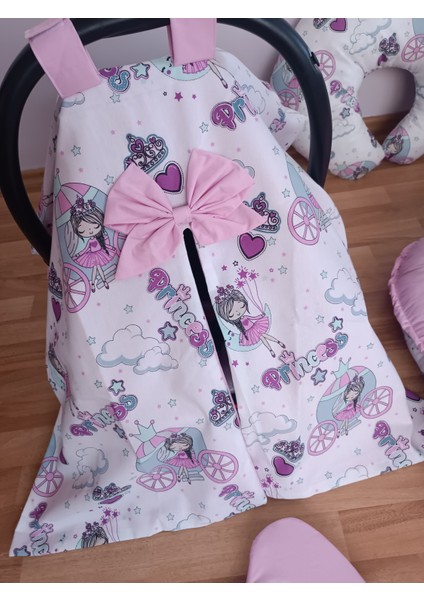 Lila Bisikletli Pembe Oval Yataklı 7 Parça Babynest Seti