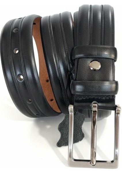 3.5cm Klasik Siyah %100 Hakiki Deri Kemer