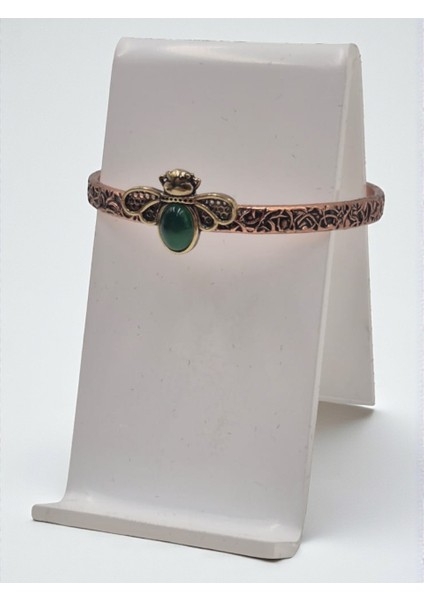 Doğal Taşlı Arı Figürlü Saf Bakır Model Otantik Bilezik modelleri