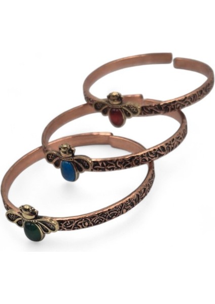 Doğal Taşlı Arı Figürlü Saf Bakır Model Otantik Bilezik fırsatları