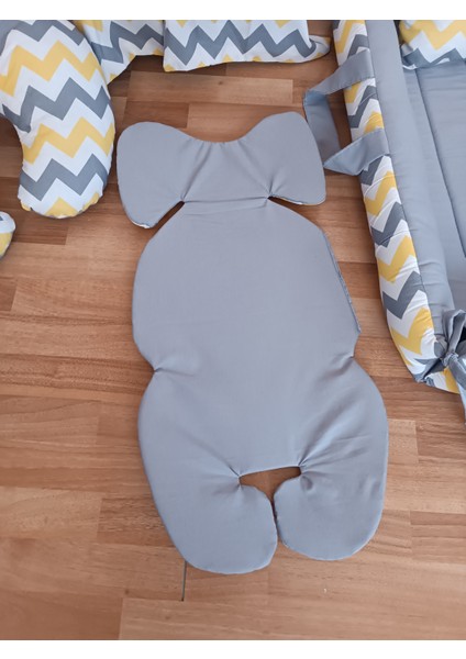 Sarı Zikzak Düz Gri Kare Yataklı 7 Parça Babynest Seti fiyatları