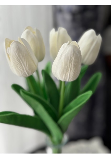 Yapay 5'li Islak Lale Buketi Islak Dokulu