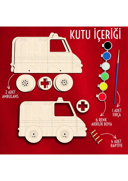 Çocuklar Için Ahşap Ambulans Boyama Seti – Eğlenceli Stem & Maker Aktivitesi,montaj ve Yaratıcı Hobi Kiti fiyatları