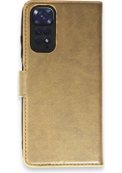 Xiaomi Redmi Note 11 Pro Kılıf Trend S Plus Kapaklı Kılıf - GOLD-(5796)